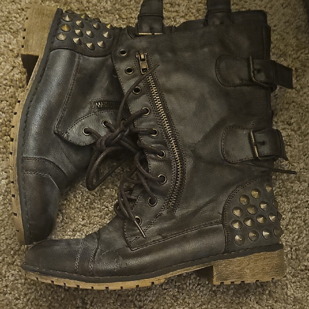 Studded Black Combat Boots
